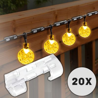 20x Clips autocolantes para montagem de luzes | CORDCLIP