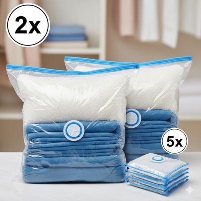 2x saco de arrumação a vácuo grande + 5 sacos pequenos GRÁTIS |  VACUUMBAGSEAL