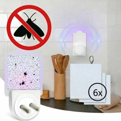 Armadilha UV para traças e mosquitos + 6 placas adesivas GRÁTIS